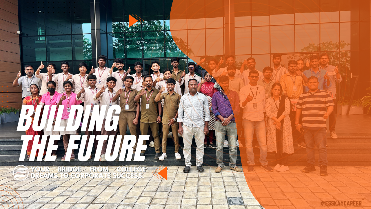 New graduates collaborating in a modern corporate engineering environment at Esskay